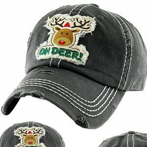 NWT *BOUTIQUE*   OH DEER BLACK CHRISTMAS HAT   FUN & UNIQUE REINDEER HAT